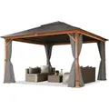 Produktbild: Gartenpavillon 4x4 M Holzoptik, Stahldach Hardtop 4 Seitenteile In Grau