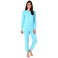 Produktbild: Normann Care Pyjama Damen Pflegeoverall langarm Einteiler mit Reißverschluss am Bein blau S