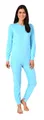 Produktbild: Normann Care Damen Pflegeoverall Langarm Einteiler Schlafanzug mit Reißverschluss am Bein, Farbe:türkis, Größe:S