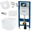 Produktbild: Hänge Wand wc mit Taharet Funktion, Bidet, Absperrventil, spülrandlos aus Keramik kompatibel mit Geberit Vorwandelement