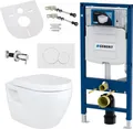 Produktbild: Geberit WC-Komplettset AL5508-SET, mit Vorwandelement & Betätigungsplatte 3/6 L, Wand-WC mit Bidet-Funktion, spülrandloses Keramik-WC, vormontiert