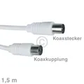 Produktbild: [5,87 €/m] Kabel Koax-Anschlusskabel Stecker/Buchse 1,5m
