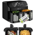 Produktbild: Juskys Heißluftfritteuse 9 L - 2 Kammern, Smart Finish, 9 Programme, Friteuse