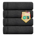 Produktbild: B!HOME 4er Set Premium Gästehandtücher [100% Baumwolle] 30x50 cm, schwarz/Handtücher Weich, Saugstark & Pflegeleicht/Waschlappen Perfekt für Bad, Gäste & Reisen