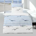 Produktbild: Traumschlaf Seersucker Bettwäsche Möwen blau 135x200 cm + 80x80 cm