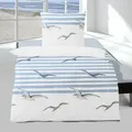 Produktbild: Traumschlaf Seersucker Bettwäsche Möwen blau 135x200 cm + 80x80 cm - blau;weiß