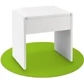 Produktbild: Schminktisch Hocker Melly – Sitzhocker aus Holz mit gepolstertem Kissen & Bezug aus Kunstleder – moderner Polsterhocker 40 x 30 x 43 cm in Weiß