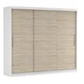 Produktbild: Schwebetürenschrank 250 breit mit 16 mm Laminatplatte & ABS-Kanten - Metallführungen & Rollenlauf mit Kleiderstange, Einlegeböden - Für Garderobe, Flur, Schlafzimmer modern - Imoebel24