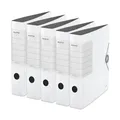 Produktbild: Leitz Qualitäts-Ordner 180° Solid, 5er Pack, A4, Schmal, Weiß, 6,2 cm Rückenbreite, Gummibandverschluss, Robustes Polyfoam, extra breites, austauschbares Rückenschild, 11130001