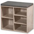 Produktbild: Schuhregal mit Sitzplatz Schuhbank 51,5x48x29,5 cm Stoff MDF-Platte Braun Grau