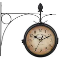 Produktbild: Retoo Bahnhofsuhr Doppelseitig, Bahnhofsuhr Wetterfest, Retro Zweiseitige Wanduhr Schwarz, Eisen Retro Wanduhr, Dekorative mit Halterung, Outdooruhr, Vintage