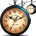 Produktbild: Wanduhr Doppelseitige Bahnhofsuh Retro Vintage Analoguhr Küchenuhr Zimmer Retoo