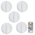 Produktbild: Hellum LED Lampion außen mit Fernbedienung I Wetterfest Lampion mit wasserdichtem Teelicht I 5x30cm weiß Nylon Lampenschirm mit bunte LEDs mit 15 Farboptionen batteriebetrieben für Garten Party 150384