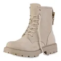 Produktbild: VAN HILL Damen Schnürstiefeletten Blockabsatz Schnallen Trendy Schuhe 215967 Beige 36