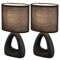 Produktbild: Beistellleuchte Tischlampe Nachttischleuchte Keramik Textil 1x E14 schwarz 2x