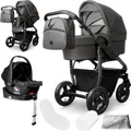 Produktbild: Bergsteiger Capri Kombikinderwagen 4-in-1 – Babywanne, Sportsitz, i-Size Babyschale & Isofix-Station, Luftreifen, höhenverstellbar, faltbar, Zubehör