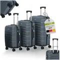 Produktbild: Juskys Hartschale Kofferset Rom Reisekoffer 3 teilig - Zahlenschloss, 360° Rollen, Teleskopgriff - Anthrazit