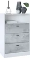 Produktbild: Vladon Kommode Pino V2, Germany, Anrichte mit 3 Schubladen & 1 offenem Fach, Weiß matt/Beton Oxid Optik (56 x 86,5 x 36 cm)
