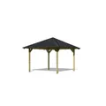 Produktbild: Karibu CHILLROI Quadratischer Holzpavillon 289 x 289 cm SET mit Dachschindeln Gartenpavillon Terrassenüberdachung