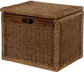 Produktbild: Korb mit Deckel Rattan geflochten Regalkorb, Schrankkorb Aufbewahrung (Vintage Braun, Groß)