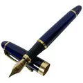 Produktbild: Ware aus aller Welt Füllfederhalter Edler Kolbenfüller Stahlfeder vergoldet mit Stiftetui, (1-tlg) blau