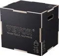 Produktbild: VEVOR 3-in-1-Plyometrische Sprungbox 20/18/16-Zoll-Plyobox, Sprungkasten Sprungkiste 204 kg Tragfähigkeit, Fitnessübungs-Step-Up-Box für Heimtraining, Sprungkrafttraining Schwarz Einstellbare Höhe
