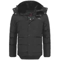 Produktbild: Höhenhorn Winterjacke Adamelo Herren Winter Jacke für Männer Quilted Steppjacke Gefüttert abnehmbarer Kunstfellkragen & Kapuze, weiche Microfleece Innenseite schwarz XXL