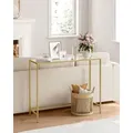 Produktbild: VASAGLE Konsolentisch, Beistelltisch, Oberfläche aus Hartglas, moderner Sofatisch, einfacher Aufbau, verstellbare Füße - Gold