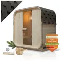 Produktbild: Artsauna Fasssauna Nolvik, BxTxH: 185 x 120 x 194 cm, 38 mm, Für 2 Personen, 3,6 kW Saunaofen, Fichtenholz, Zubehör-Set beige|schwarz 185 cm x 194 cm x 120 cm