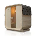 Produktbild: Artsauna Fasssauna Nolvik M, Outdoor-Sauna aus Fichtenholz, 3,6 kW Ofen, LED, Komplettset mit Sanduhr, Eimer & Thermometer, Winterfest, Cube Design