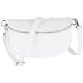 Produktbild: MIRROSI Bauchtasche Damen, Echtleder, Leder, Made in Italy, Umhängetasche, Brusttasche, (Schultertasche für jeden Anlass (1 Tasche & 1 Gurt), 3 Größen auswählbar), Crossbody Bag, Damen Taschen verstellbaren Schulterriemen silberfarben|weiß Große Tasche (28x18x9cm)