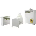 Produktbild: trendteam Babyzimmerset 3 tlg Schrank Wickelkommode Wickelaufsatz Babybett Weiß