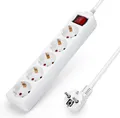 Produktbild: Aigostar Steckdosenleiste 5-fach mit Schalter Überspannungsschutz Tischsteckdose Kindersicherung 1,5m Kabel, Weiß