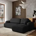 Produktbild: Masseno Ecksofa MODENZA N R-S mit Schlaffunktion L-Form, Sofa mit Bettkasten, Wohnzimmersofa, Couch, Soffa, Bettsofa, Couchgarnitur- Schwarz, NOW O... - Schwarz