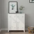 Produktbild: [en.casa] Metallschrank Oripää Wohnzimmerschrank 90 x 80 x 33 cm Aktenschrank Werkstattschrank mit 2 Türen und Einer höhenverstellbaren Ablage Weiß