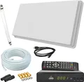 Produktbild: Selfsat H30D1+ Flachantenne Single + HD RECEIVER + 10m Kabel + Fensterhalterung + 1 Fensterdurchführung + 4 F-Stecker + 2 Wetterschutztüllen (Full HD 4K UHD Sat Anlage für 1 Teilnehmer)