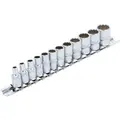 Produktbild: BGS Steckschlüssel Einsatz Satz Zwölfkant Antrieb Innenvierkant 6 3 Mm  1 4 Zoll  Zollgrößen 12Tlg  2755