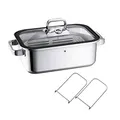 Produktbild: WMF Vitalis Compact Dampfgarer, Bräter Induktion, 35x21,5x10 cm, Auflaufform 3,5l, Glasdeckel Silikonrand, Thermometer, Garblech, Cromargan Edelstahl unbeschichtet