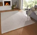 Produktbild: Taracarpet Moderner Boho Skandi Kurzflor Wollteppich Ethno Flachgewebe Kelim Teppich handgewebt Dhurry weiß Creme 200x300 cm