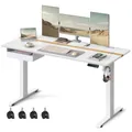 Produktbild: VASAGLE Höhenverstellbarer Schreibtisch elektrisch, mit Steckdose und Schublade, 70 x 160 cm Memory-Funktion, wolkenweiß-goldeichenfarben