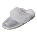 Produktbild: Hollert Damen Lammfell Hausschuhe Malibu Glitzer Pantoffeln Fellschuhe Puschen Pantoletten Slipper echt Merino Schaffell warm atmungsaktiv bequem Schuhgröße 42, Farbe Weiß