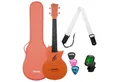 Produktbild: Cascha Ukulele HH2289 Kohlefaser Ukulele Set Orange, Set, mit Tasche, Gurt, Stimmgerät und 2 Plektren