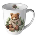 Produktbild: Weihnachten Becher 0,4 l Cuddle bear  Bär Geschenke Tannenzapfen