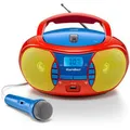 Produktbild: RR 5026, Radio rot/mehrfarbig, Tragbarer CD-Player mi UKW-Radio und Mikrofon für Kinder