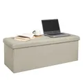Produktbild: Sitzhocker mit Stauraum Sitzbank faltbar Truhen Aufbewahrungsbox Leinen SH11cm