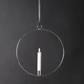 Produktbild: Dekoring mit LED Kerze Flamme - mit Aufhänger - D: 28,5cm - Timer - Batterie (silber)