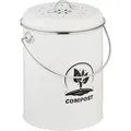 Produktbild: Komposteimer Küche 5,5 Liter, Mülleimer Mit Deckel Und Geruchsfilter, Abfalleimer Biomüll, Eisen, Weiß - Relaxdays