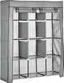 Produktbild: HOMCOM Stoffschrank, Kleiderschrank mit Kleiderstangen, 8 Ebenen, Faltschrank, Faltbare Garderobe für Schlafzimmer, Flur, Vliesstoff, Hellgrau, 125 x 43 x 162,5 cm