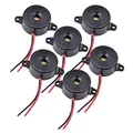 Produktbild: Wenxiaw Alarmanlage Buzzer Piezo Elektro Summer 12V Aktiver Piezoelektrischer Summer DC 3-24V Buzzer Alarm Piezo Sounder Kontinuierlicher Sound Intermitent Piepton, 6 Stück, Schwarz