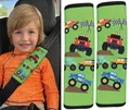 Produktbild: HECKBO 2x Kinder Auto Gurtpolster Gurtschutz mit Monster Truck Motiv - Sicherheitsgurt Polster für Kinder und Babys- Ideal für jeden Gurt Autositzerhöhungen Kinder Fahrradanhänger Flugzeug Jungen